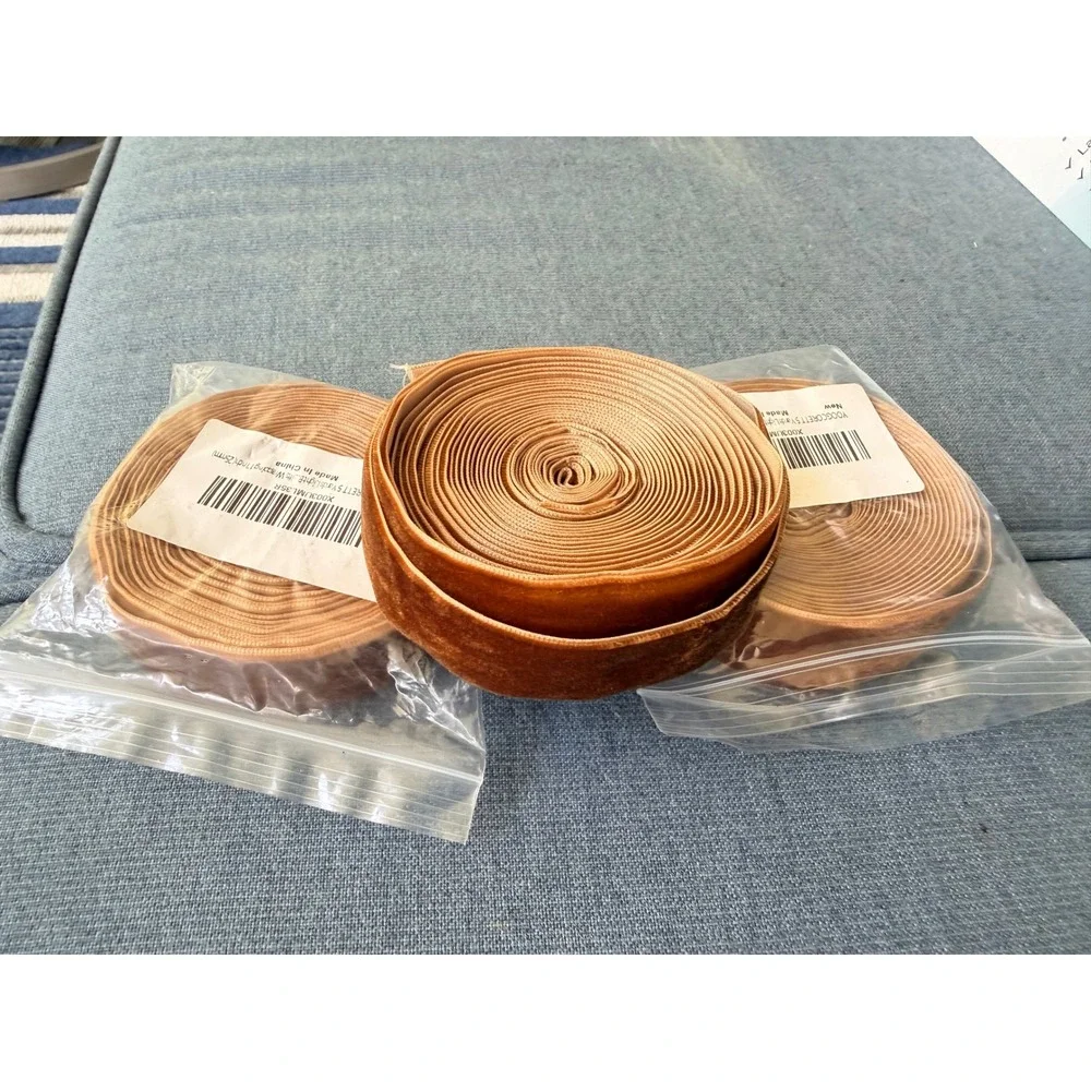 Yoogcorett‎ Velvet Ribbon 3 Rolls 15 Yards Copper 1